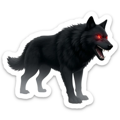 Angry  black wolf with visible red eye sticker
