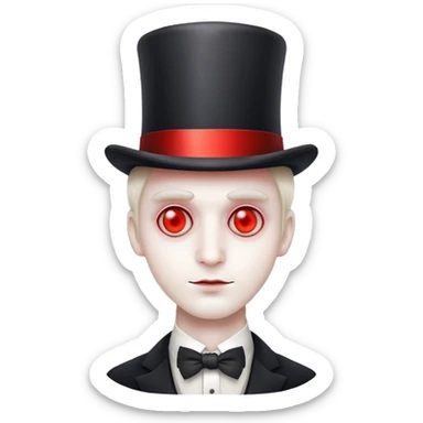A man made of fog with red eyes a suit and top hat sticker