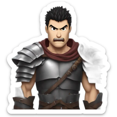 angry berserk guts carrying a huge sword on his shoulder sticker