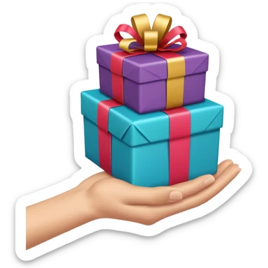 one hand offering a present, simple, clear, no text sticker