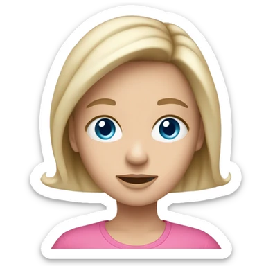 a blue eyed white dark blond hair girl wearing pink clothes holding an iphone  sticker