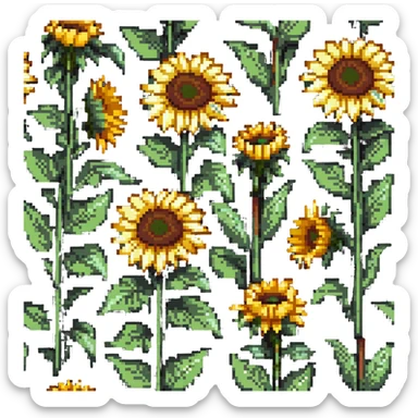 sunflowers and lilies blooming sticker