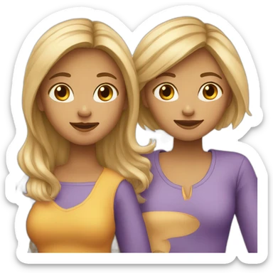 fille chatain avec fille blonde sticker