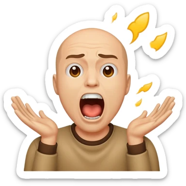 a man screaming into the sky, mouth wide open, head tilted back, simple emoji style sticker