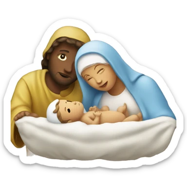 Baby Jesus in a manger with Mary sticker