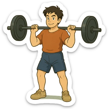 ghibli style man holding a barbell sticker