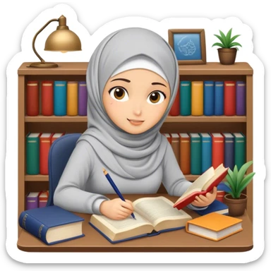 hijabi girl studying sticker
