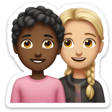 Girl with boy sticker