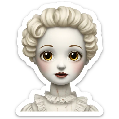 creepy but gorgeous cracked porcelain doll sticker