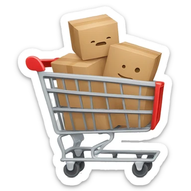 shopping cart with boxies sticker