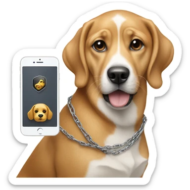 iPhone and with a dog with a chain sticker