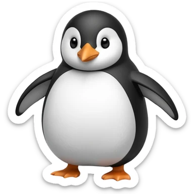 round penguin waddling on a snowy field sticker