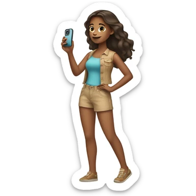 Girl with tan skin taking a selfie full body sticker