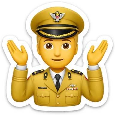 Eine salutierenden Emoji (Hautfarbe: gelb ) in Armee Klamotten männlich; salutierend mit der rechten Hand und auf der Höhe der Stirn sticker