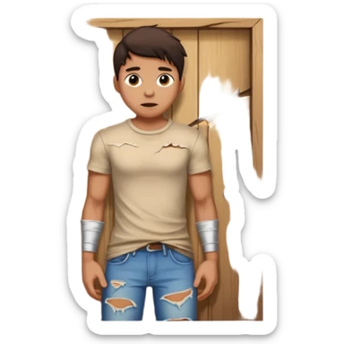 человек зацепился кофтой о дверной косяк\ sticker