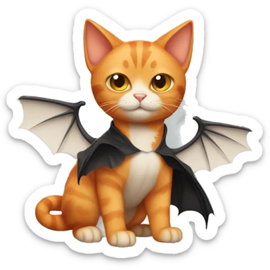 a buff orange cat with bat wings sticker