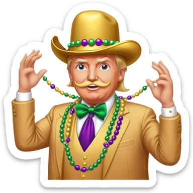 Gay Donald trump dancing at Mardi Gras with a large moustache  sticker