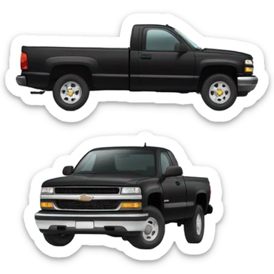 Truck, black 1997 Chevrolet truck extended cab, side view sticker