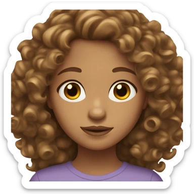 Brown haired curly girl with hazel eyes tan skin sticker