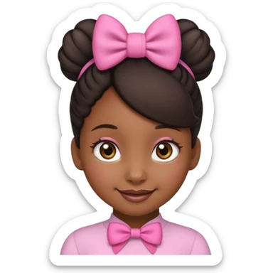 Make a black girl emoji with a bun and a pink bow sticker