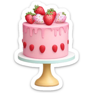 Pastel pink cake with strawberry and sprinkles sticker