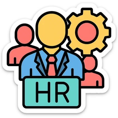 Volio-style icon representing a human resource department, featuring people, teamwork, or HR symbols, in a professional and friendly look sticker