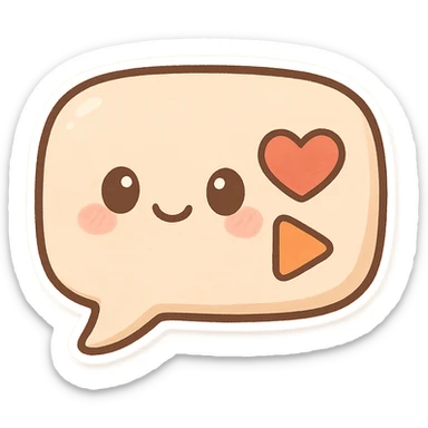 friendly cartoon chibi stickers style chat bubble with heart and play icon sticker