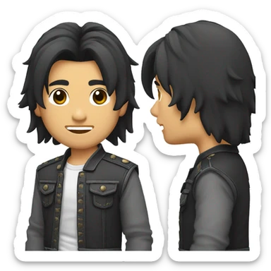 Hombre asiático metalero con pelo corto  sticker