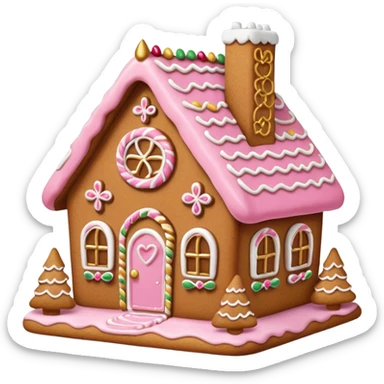  pink and gold and white gingerbread house sticker
