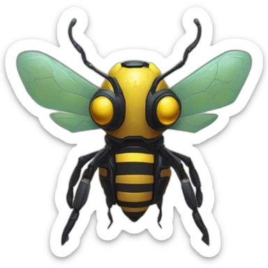 alien robotic bee creature  monster scifi roguelike rpg style inspired by slay thee spire sticker