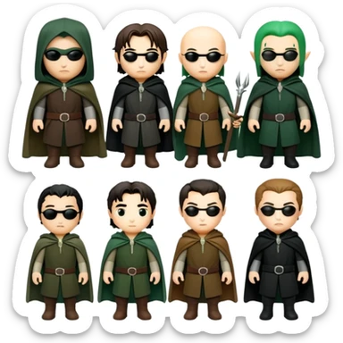 The heroes of the Lord of the Rings and the Matrix  sticker