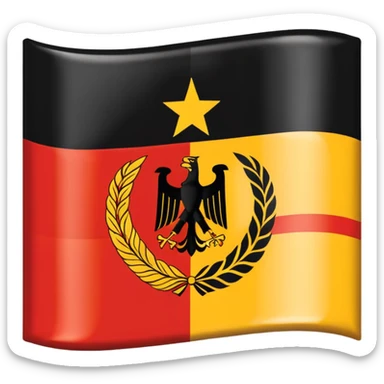 The flag of East Germany (the German Democratic Republic or GDR) consisted of the traditional German black, red, and gold horizontal tricolor, distinguished by a central emblem. sticker