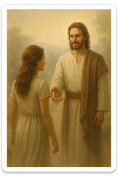 donna che va dall'uomo perchè si sente al sicuro e lo vede come una guida sticker