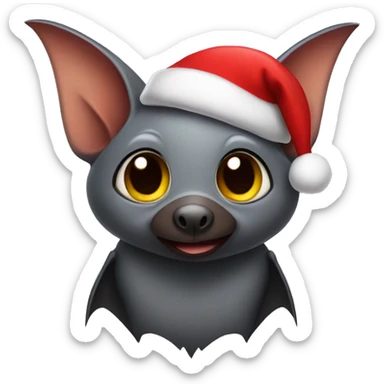 Fruit bat in a Santa hat sticker