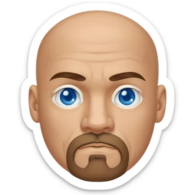 White middle age boxer goatee bald head blue eyes sticker