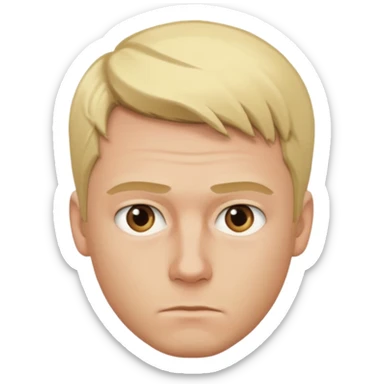 photorealistic emoji style portrait of a 29-year-old blonde man, serious expression, neutral background sticker