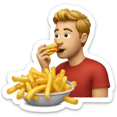 Belgian Guy eating fries sticker