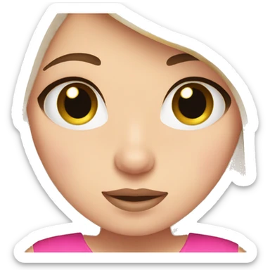 Blonde girl with brown eyes pink holding a pug sticker