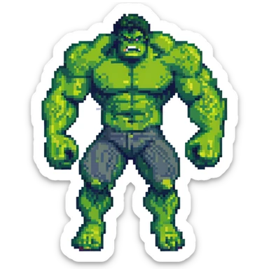 Hulk muscular green superhero in a dynamic pose sticker