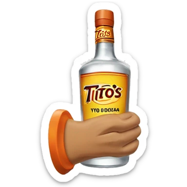 handle of tito's vodka sticker