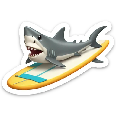 Shark on a surf board sticker