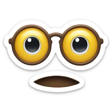 An emoji making two circles with its hands around its eyes, as if imitating glasses sticker