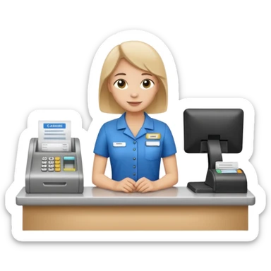 cashier behind the register full body sticker