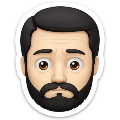 мужчина с белым тоном кожи и черными волосами и бородой с грусным взглядом sticker