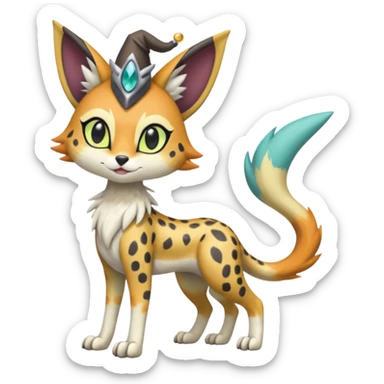 Colorful Witchy Edgy soft fruity Meloetta-Trico-Silvally-Nargacuga-Sergal-Serval-Cresselia-Fakémon-creature-hybrid sticker