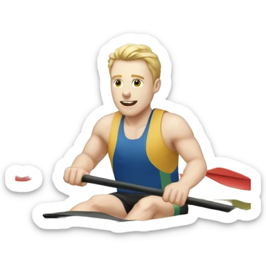 Male pale skin paddling a race SUo sticker