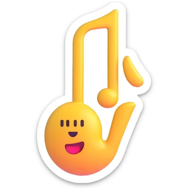 jazzy energetic musical emoji 3D effect shiny finish sticker