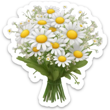 daisy and babies breath bouquet  sticker