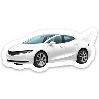 White car flying with wings sticker