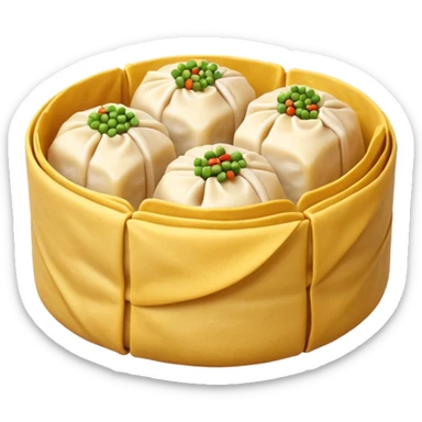 siu mai (a type of dim sum, just 1 cube of white color fish patty wrapped by yellow dough, leaving only the top part unwrapped, shape looks like short cylinder shape) sticker